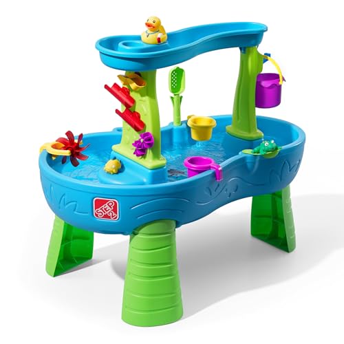 Step2 Rain Showers Splash Pond Water Table, Kids Water and Sand Activity Sensory Playset, Summer Outdoor Toys, 13 Piece Water Toy Accessories, For Toddlers 1.5+ Years Old, Blue & Green - Image 2