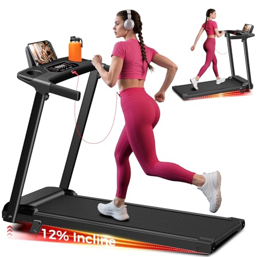 Aiteid Treadmill with Incline,3.0HP Small Treadmills for Home,Portable Electric Treadmill with Handles,Lightweight Walking Pad,Compact Running Treadmills,Walking Pad with Handle,300LBS Capacity(Black) - Image 2
