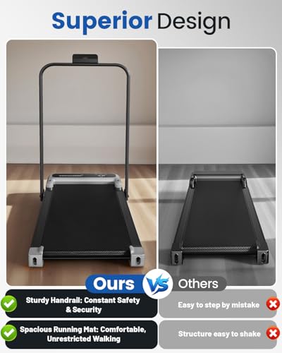 Walking Pad Treadmill with Handle Bar and Adjustable Incline, Compact Portable Treadmills for Home Office, 2.5HP Quiet Anti-Slip Under Desk Treadmills, 0.6-3.8 MPH Remote Speed Control, 265 LBS - Image 8