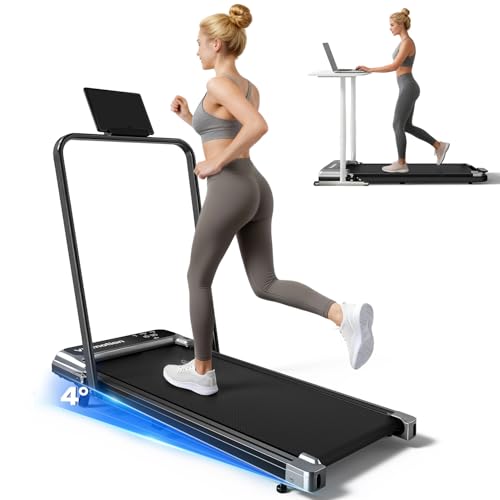 Walking Pad Treadmill with Handle Bar and Adjustable Incline, Compact Portable Treadmills for Home Office, 2.5HP Quiet Anti-Slip Under Desk Treadmills, 0.6-3.8 MPH Remote Speed Control, 265 LBS - Image 2