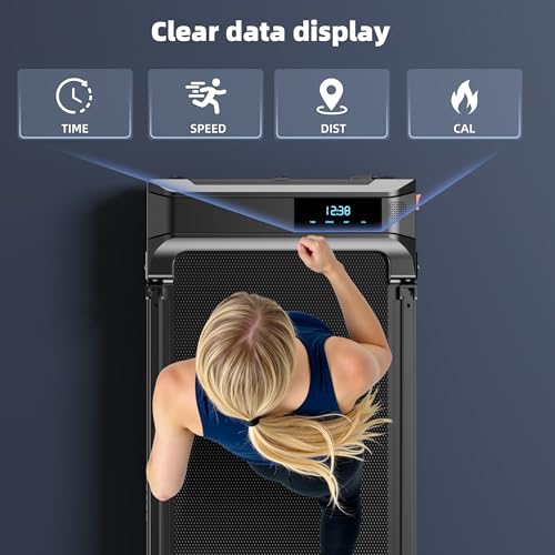 Walking Pad Treadmill for Home - Folding Treadmills with Handle Bar Portable Compact Fold up Indoor Foldable Handles Electric Walk Pads Small Spaces Mini Running Quiet Under Bed Office - Image 6