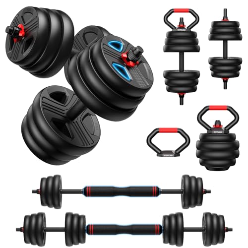 FDS1 Adjustable dumbbell set, 45lbs Free Weights set with upgraded nut, 5 in 1 Weight Set Used as Kettlebells, Barbell, Push up Stand, Fitness Exercise for Home Gym Suitable Men/Women - Image 2