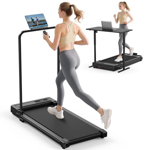 Walking Pad Treadmill for Home - Folding Treadmills with Handle Bar Portable Compact Fold up Indoor Foldable Handles Electric Walk Pads Small Spaces Mini Running Quiet Under Bed Office - Image 2