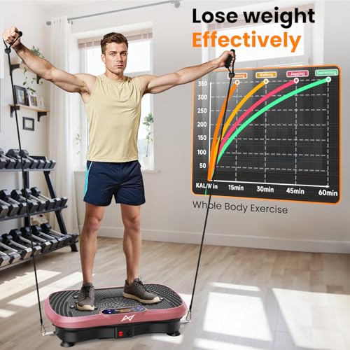 AXV Vibration Plate Fitness Platform Exercise Machine Vibrating Shaking Full Body Shaker Workout Vibrate Stand Shake Board Sport for Weight Loss Fat Burner for Gym Home Office - Image 5