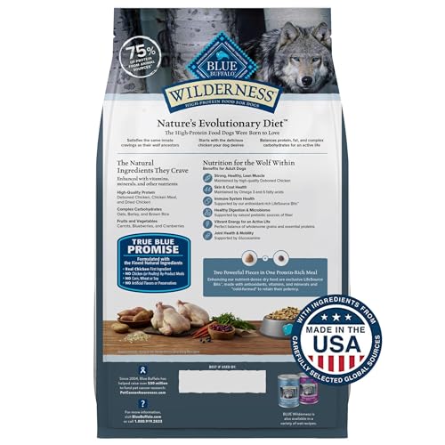 Blue Buffalo Wilderness Natural High-Protein Dry Food for Adult Dogs, Chicken Recipe, 28-lb. Bag - Image 3