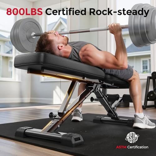 FLYBIRD WB5 Weight Bench, ASTM-Certified 800LBS Adjustable Weight Bench Workout Bench Foldable for Home Gym, 90° to -30° FID and 30in Extended Backrest for Bench Press Strength Training Exercise - Image 3