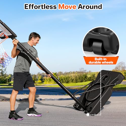 Yohood Basketball Hoop Outdoor 10ft Adjustable, Portable Basketball Hoop Goal System for Kids Youth and Adults in Backyard/Driveway/Indoor, 44 Inch Shatterproof Backboard and Larger Base - Image 7