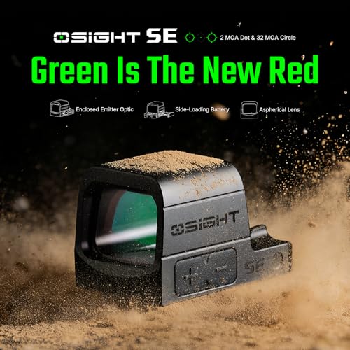 OSIGHT SE 2 MOA Dot & 32 MOA Circle Dual Reticle Green Dot Sight, Enclosed Micro Reflex Sight, RMSc/K Footprint Compatible, for Concealed Carry - Image 3