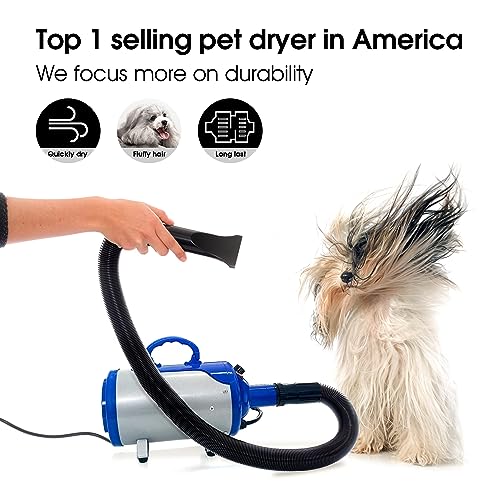 SHELANDY Groomer Partner Pet Hair Force Dryer Dog Grooming Blower with Heater (Blue) - Image 3