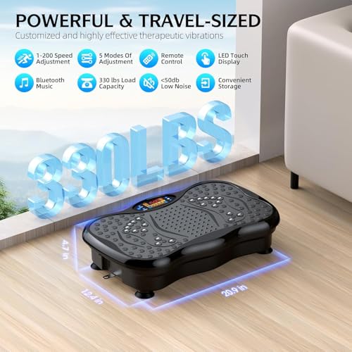 GMCXAX Vibration Plate Exercise Machine, Lymphatic Drainage Machine for Weight Loss, Lymphatic Drainage & Muscle Recovery, Multiple Speeds with Bluetooth & Remote, Max User Weight 330lbs, PureBlack - Image 7