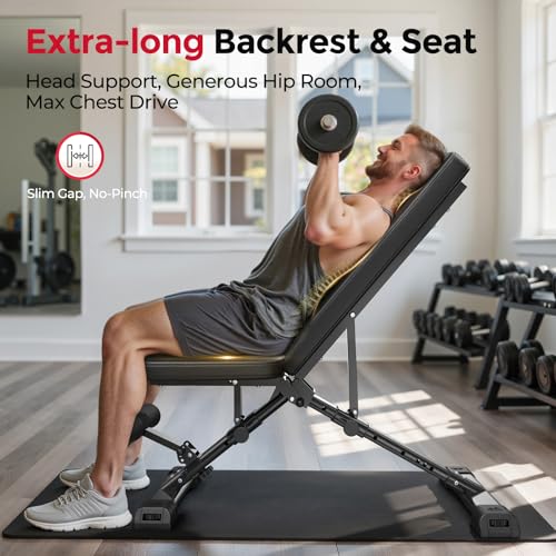 FLYBIRD WB5 Weight Bench, ASTM-Certified 800LBS Adjustable Weight Bench Workout Bench Foldable for Home Gym, 90° to -30° FID and 30in Extended Backrest for Bench Press Strength Training Exercise - Image 5