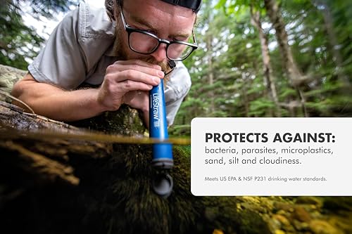 LifeStraw Personal Water Filter for Hiking, Camping, Travel, and Emergency Preparedness, 5 Pack, Blue - Image 4