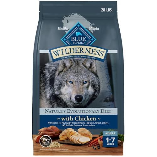 Blue Buffalo Wilderness Natural High-Protein Dry Food for Adult Dogs, Chicken Recipe, 28-lb. Bag - Image 2