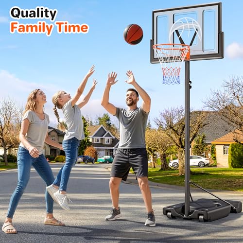 Yohood Basketball Hoop Outdoor 10ft Adjustable, Portable Basketball Hoop Goal System for Kids Youth and Adults in Backyard/Driveway/Indoor, 44 Inch Shatterproof Backboard and Larger Base - Image 3