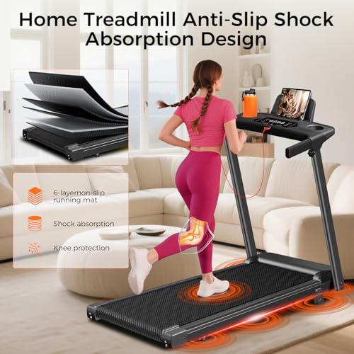 Aiteid Treadmill with Incline,3.0HP Small Treadmills for Home,Portable Electric Treadmill with Handles,Lightweight Walking Pad,Compact Running Treadmills,Walking Pad with Handle,300LBS Capacity(Black) - Image 7