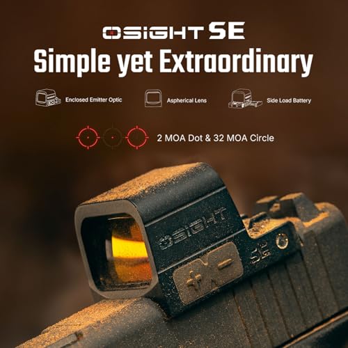 OSIGHT SE Enclosed Micro Red Dot Sight - RMSc/K Footprint Compatible | 2 MOA Dot & 32 MOA Circle Dual Reticle System | Durable Compact Reflex Sight - Image 3