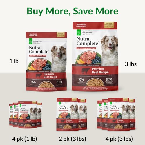 ULTIMATE PET NUTRITION Nutra Complete Freeze Dried Raw Dog Food, Veterinarian Formulated with Antioxidants, Prebiotics & Amino Acids (3 Pound, Beef) - Image 7