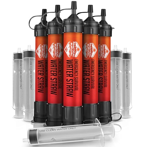 5 High-Capacity Emergency Water Straws – Lightweight, Reusable, 1800-gallon Filters for Camping, Hiking, Travel, Biking, Survival, and Emergency Preparedness - No Expiration Date - Practical Survival - Image 2