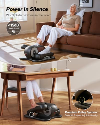 MERACH Under Desk Elliptical Machine, Leg Exerciser While Sitting for Seniors with Remote Control & 12-Speeds, Quiet Portable Electric Seated Pedal Exerciser Machine for Home Office (Black) - Image 7