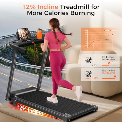 Aiteid Treadmill with Incline,3.0HP Small Treadmills for Home,Portable Electric Treadmill with Handles,Lightweight Walking Pad,Compact Running Treadmills,Walking Pad with Handle,300LBS Capacity(Black) - Image 5