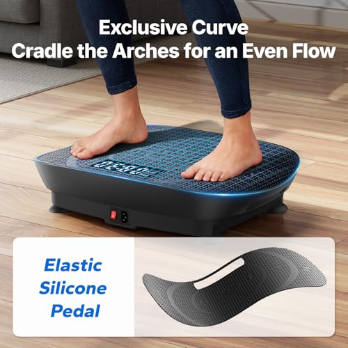 MERACH Vibration Plate Exercise Machine, Curved Vibration Plate for Lymphatic Drainage Weight Loss, Vibrating Plate with Real-Time Calorie Tracking on LED Display, Workout Equipment for Home Women Men - Image 3