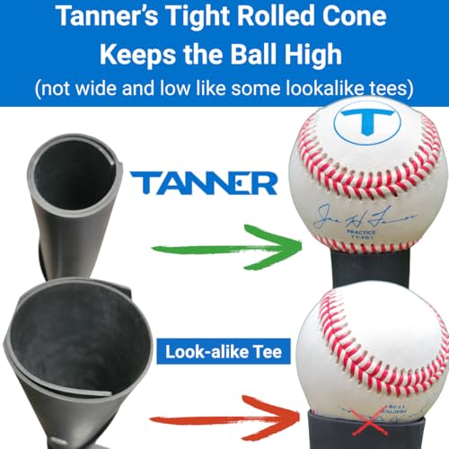 Tanner Tee The Original Batting Tee – Adjustable Pro Hitting Tee for Baseball & Softball, Steel Shaft, Composite Base, Hand-Rolled Rubber Top, 26"-43" Height - Image 4