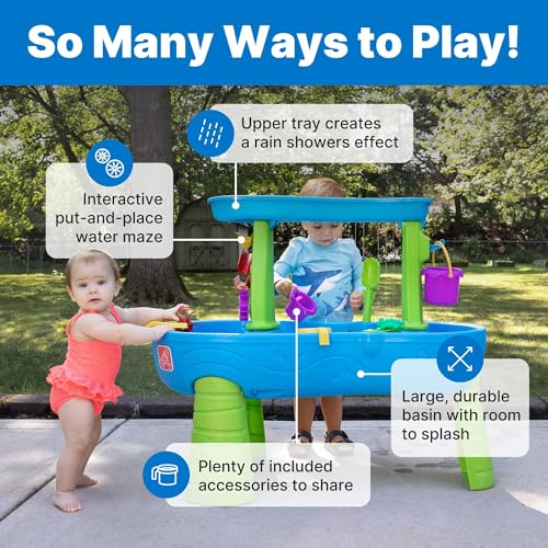 Step2 Rain Showers Splash Pond Water Table, Kids Water and Sand Activity Sensory Playset, Summer Outdoor Toys, 13 Piece Water Toy Accessories, For Toddlers 1.5+ Years Old, Blue & Green - Image 5