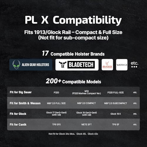 OLIGHT PL X Tactical Flashlight Rechargeable USB-C Dual Beams Strobe Combo 22,500 Candelas Spotlight and 1,200 Lumens Floodlight Adjustable & Reversible Lugs, for 1913 / GL Rail Mount (Matte Black) - Image 7