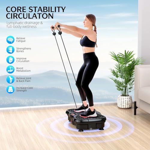 GMCXAX Vibration Plate Exercise Machine, Lymphatic Drainage Machine for Weight Loss, Lymphatic Drainage & Muscle Recovery, Multiple Speeds with Bluetooth & Remote, Max User Weight 330lbs, PureBlack - Image 6