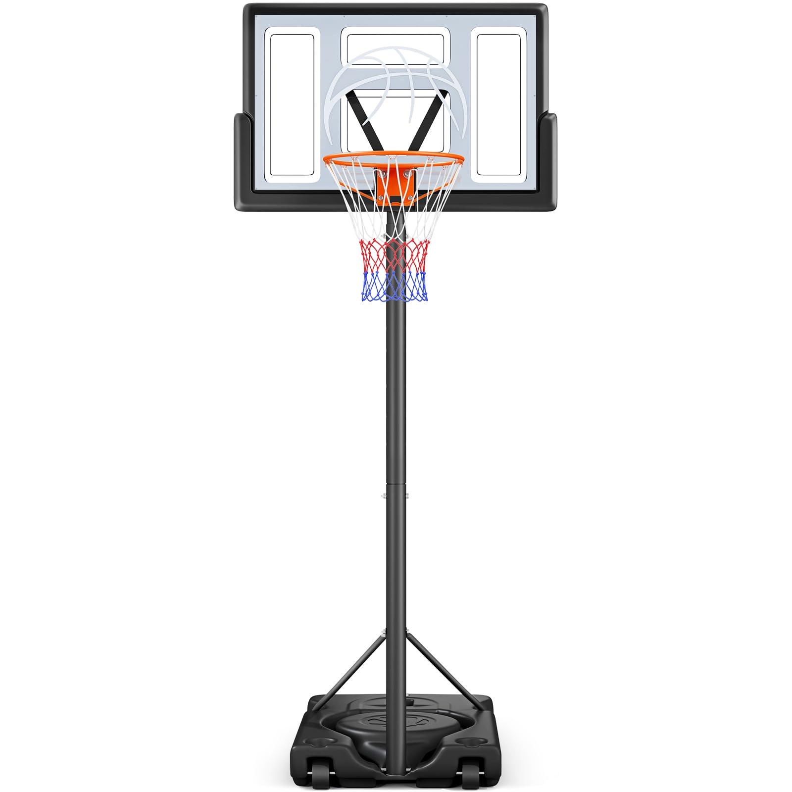 Yohood Basketball Hoop Outdoor 10ft Adjustable, Portable Basketball Hoop Goal System for Kids Youth and Adults in Backyard/Driveway/Indoor, 44 Inch Shatterproof Backboard and Larger Base - Image 1