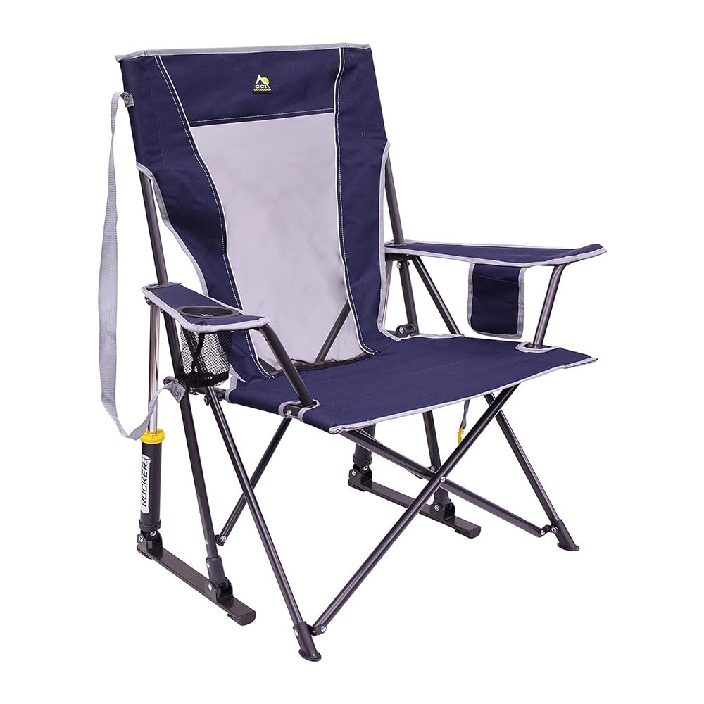 GCI Outdoor Comfort Pro Rocker Collapsible Rocking Chair & Outdoor Camping Chair, Indigo Blue - Image 1