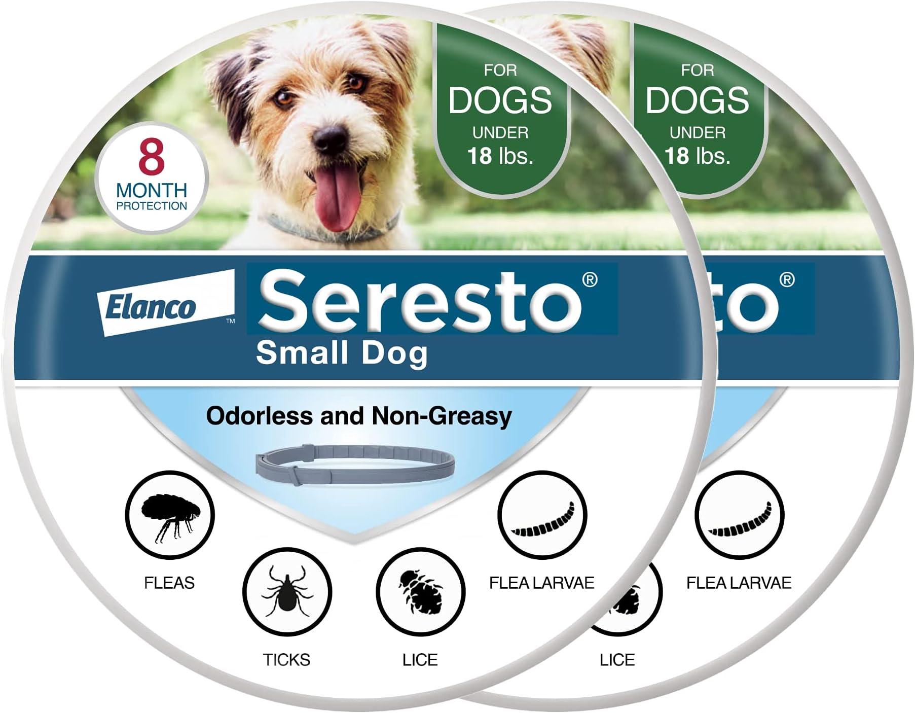 Seresto Small Dog Vet-Recommended Flea & Tick Treatment & Prevention Collar for Dogs Under 18 lbs. | 2 Pack - Image 1