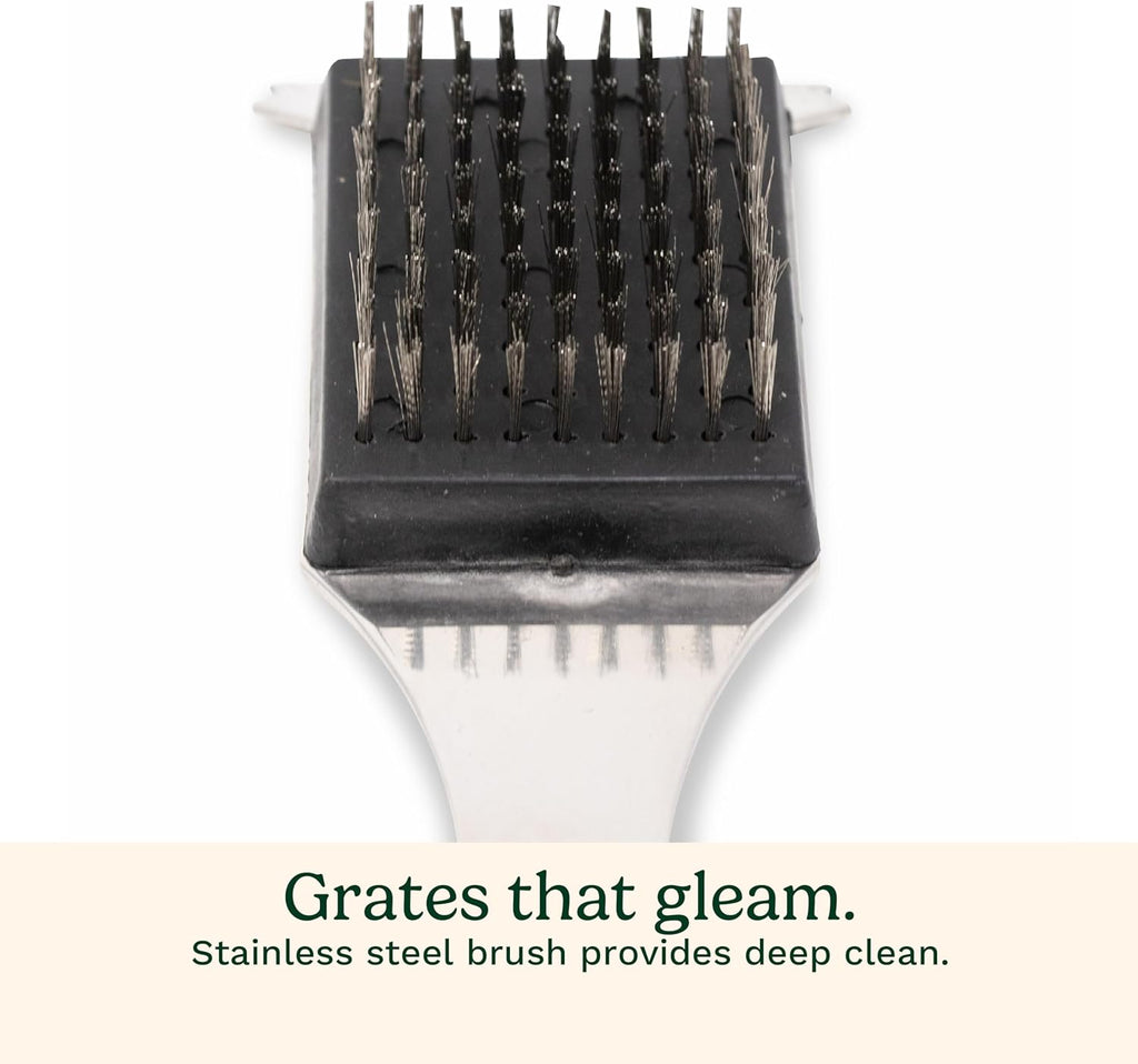 Cuisinart Stainless Steel 16.5" Long Handle Grill Cleaner Brush and Scraper for BBQ, Griddle, Grills, Cookout Tool, Grill Brush for Outdoor Grills BBQ Accessories