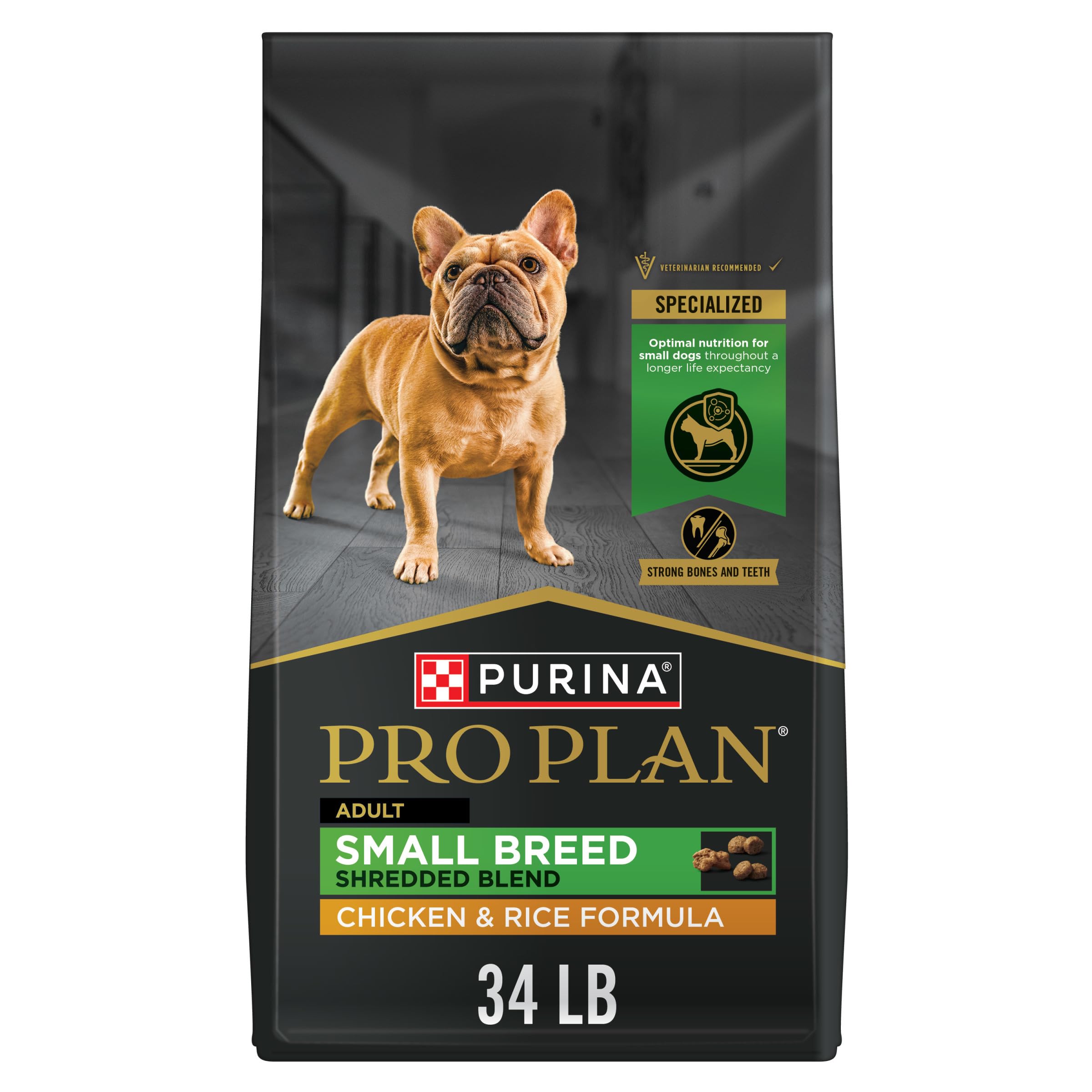 Purina Pro Plan Small Breed Dog Food Shredded Blend Chicken and Rice Formula With Guaranteed Live Probiotics - 34 lb. Bag - Image 1