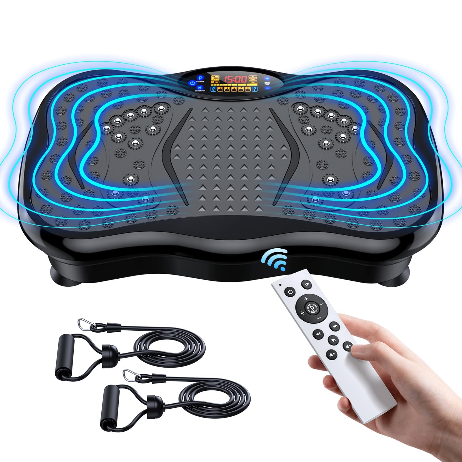 GMCXAX Vibration Plate Exercise Machine, Lymphatic Drainage Machine for Weight Loss, Lymphatic Drainage & Muscle Recovery, Multiple Speeds with Bluetooth & Remote, Max User Weight 330lbs, PureBlack - Image 1