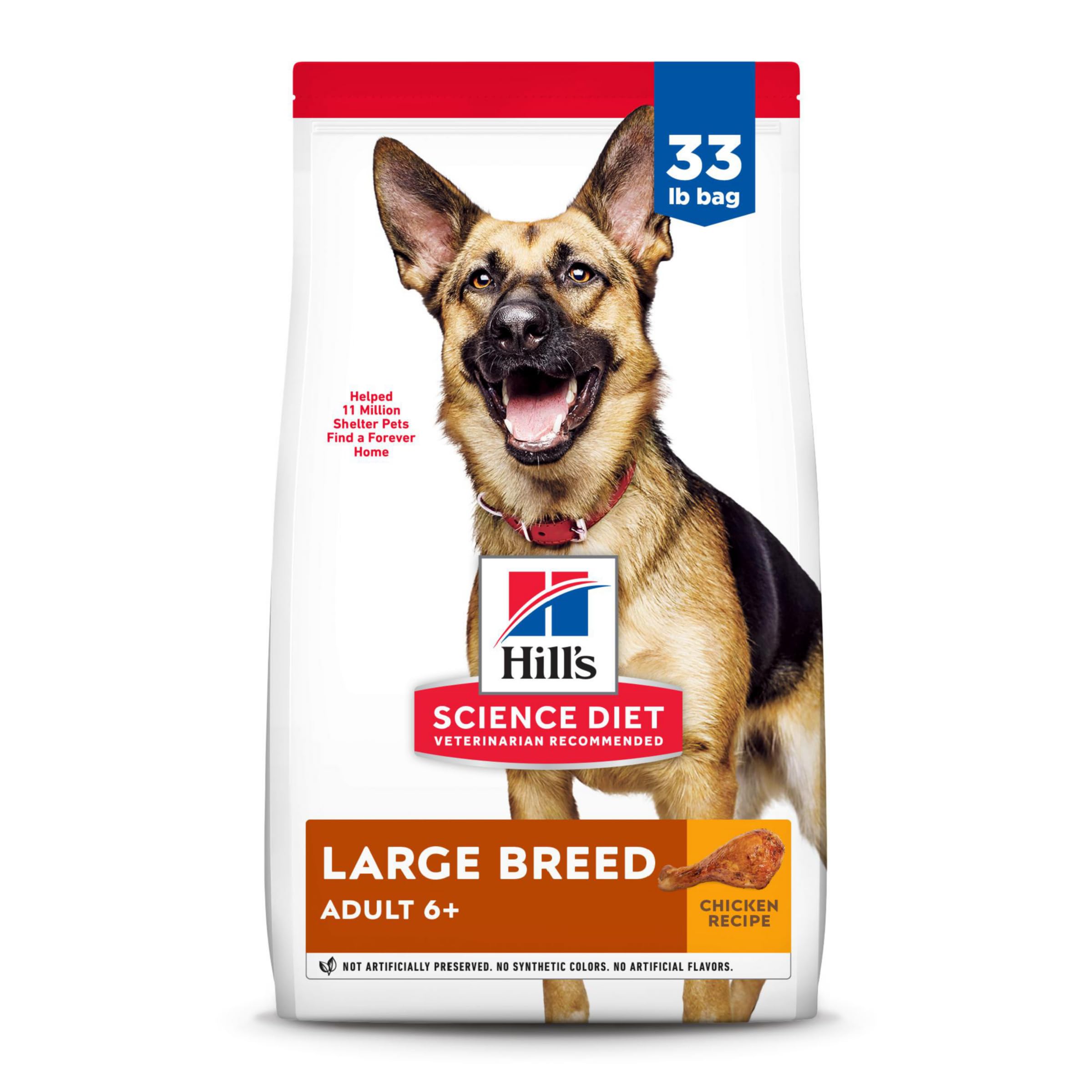 Hill's Science Diet Adult 6+ Large Breed Dry Dog Food, Chicken, 33 lb. Bag - Image 1