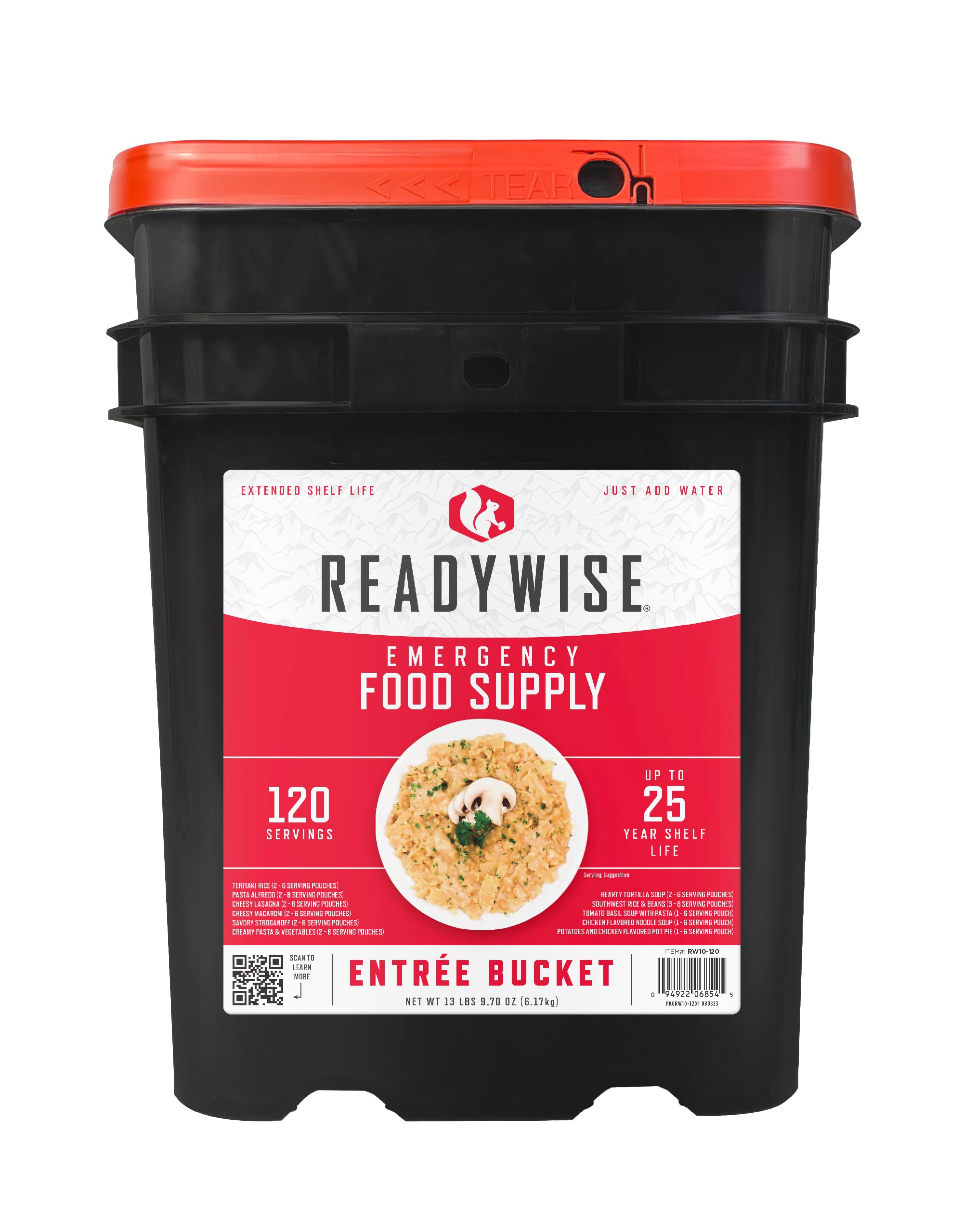 ReadyWise Emergency Food Supply - 120 Servings Favorites Sample Bucket, Survival Food Kit, Freeze Dried Prepper Food & Dehydrated Meals for Camping Essentials & Backpacking, up to 25 Year Shelf Life - Image 1