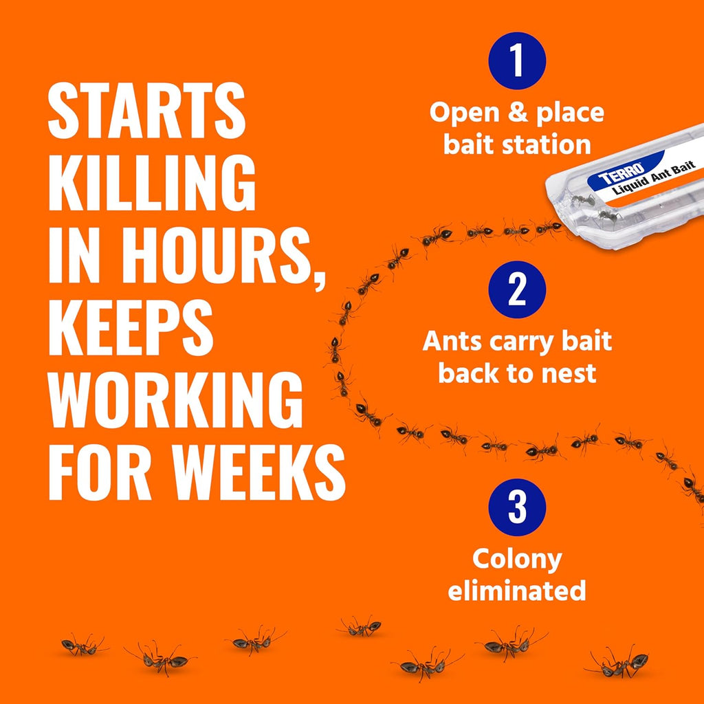 TERRO Ant Killer Bait Stations T300B - Liquid Bait to Eliminate Ants - Bait System - 12 Count Stations for Effective Indoor Ant Control