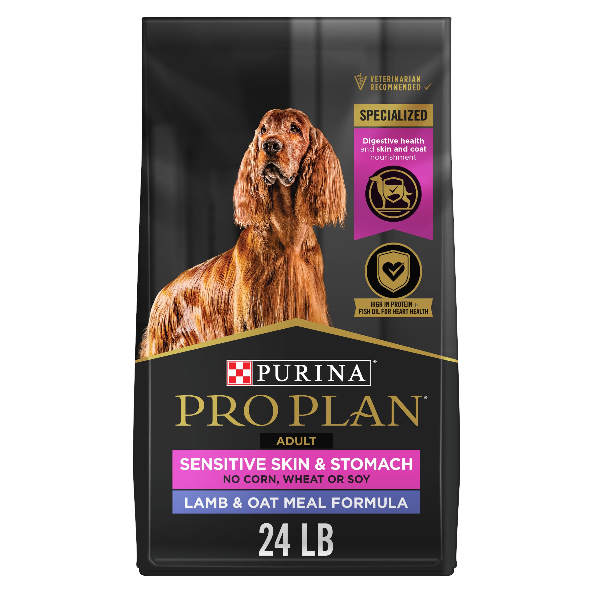 Purina Pro Plan Sensitive Skin and Sensitive Stomach Dog Food Lamb and Oat Meal Formula - 24 lb. Bag - Image 1