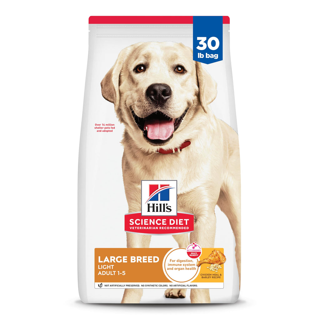 Hill's Science Diet Adult 1-5 Light Large Breed Dry Dog Food, Chicken Meal & Barley, 30 lb. Bag - Image 1