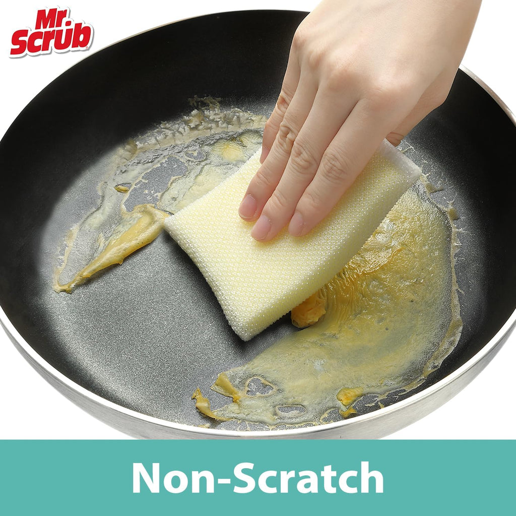 Mr. Scrub All-Purpose Sponges, Non Scratch, for Washing and Cleaning Dishes, Premium Scrub and Scrubbers, 12 Pads, Ideal for Kitchen, Bathroom